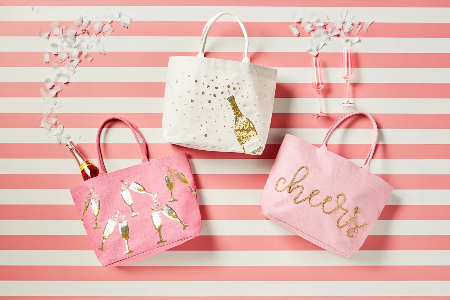 Cheers Sparkle Totes by Mud Pie