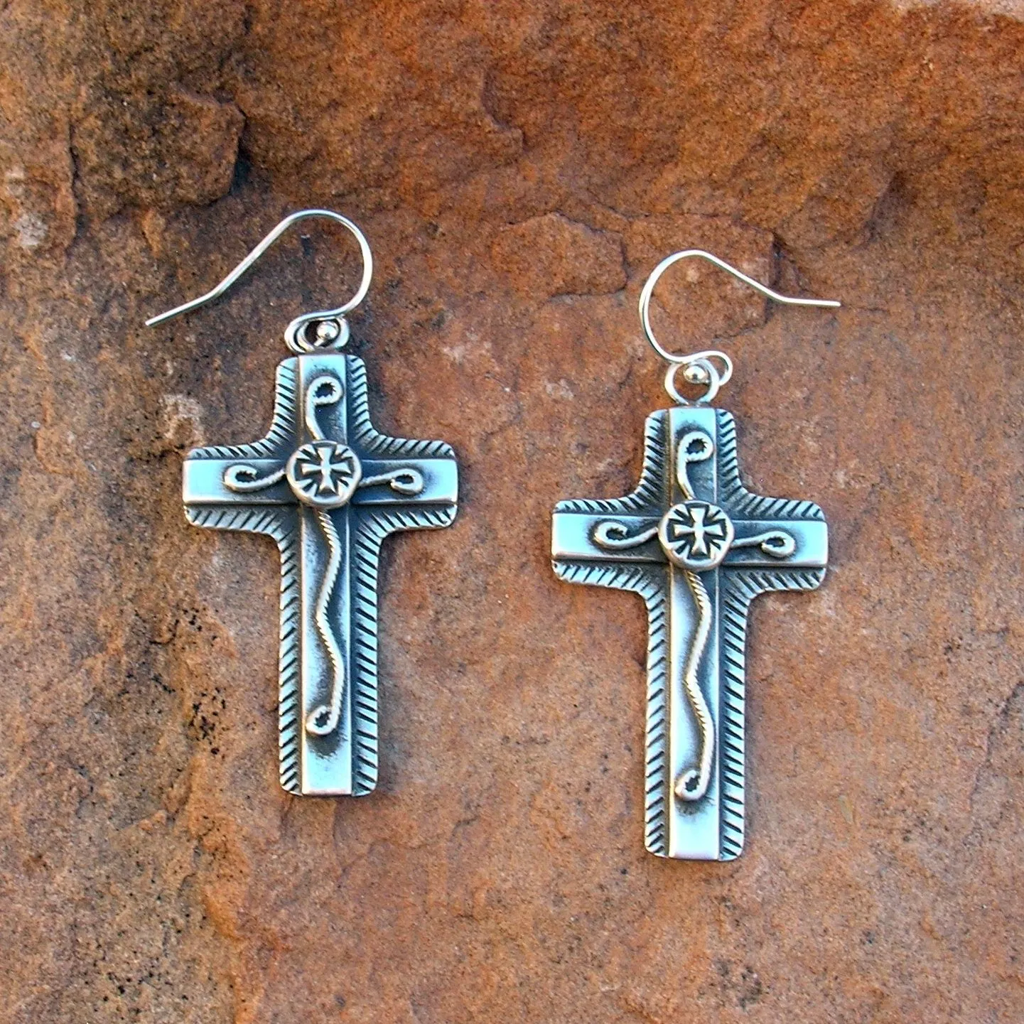 Chimayo Cross Overlay Earrings E240