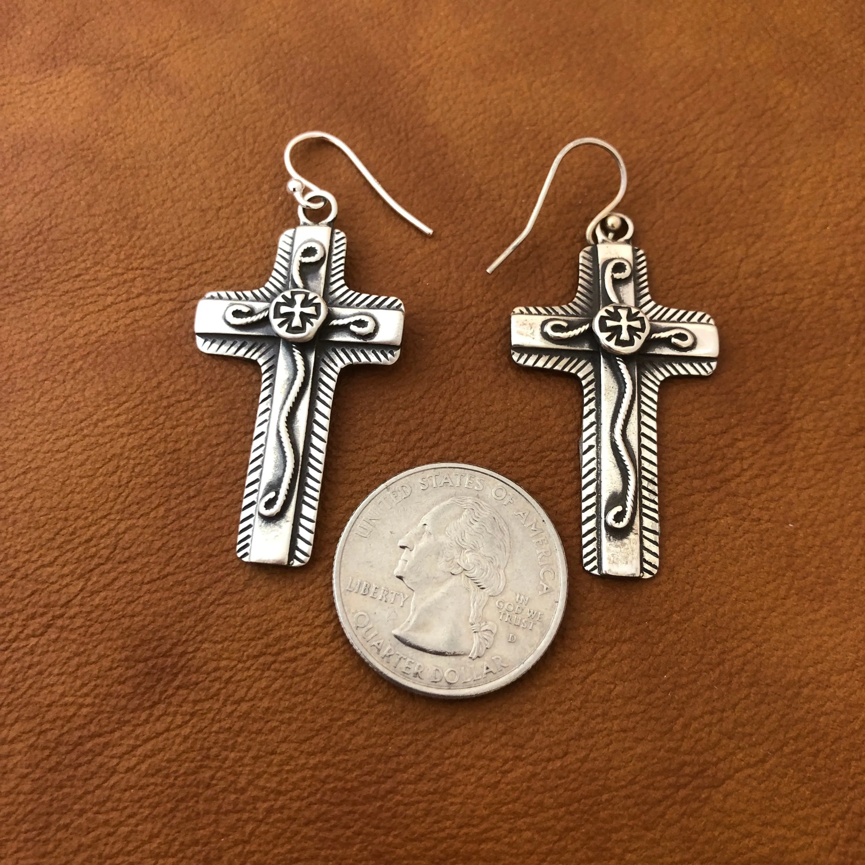 Chimayo Cross Overlay Earrings E240