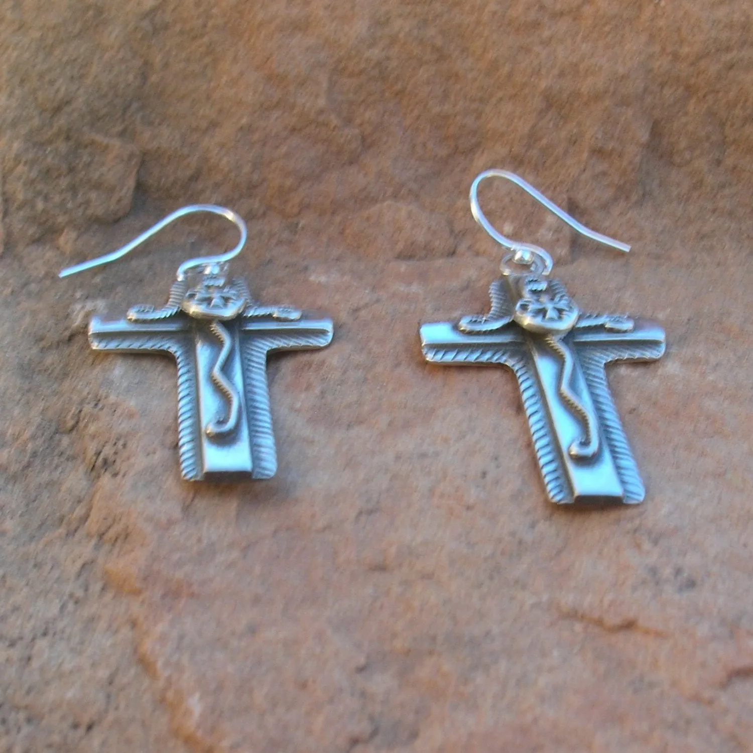 Chimayo Cross Overlay Earrings E240