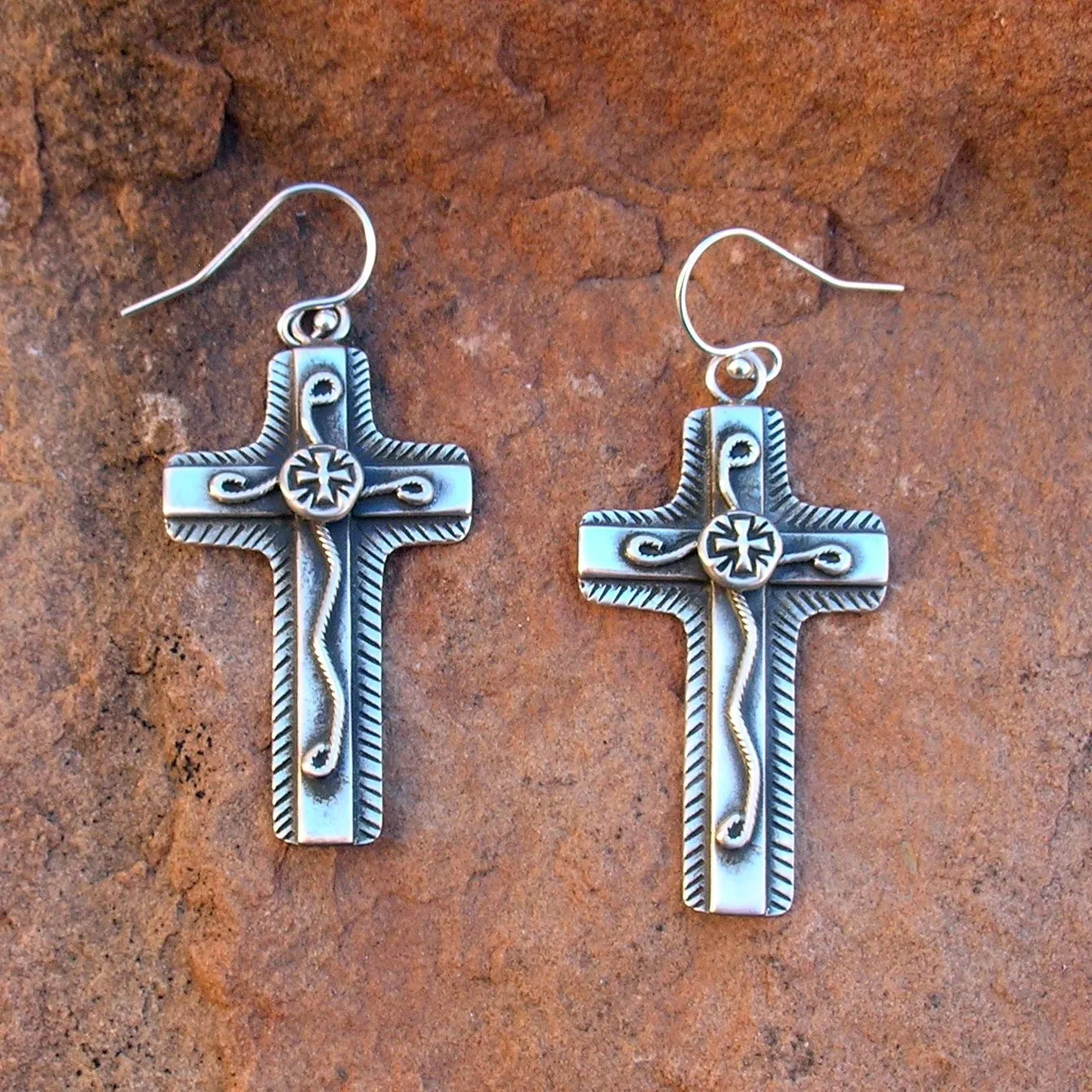 Chimayo Cross Overlay Earrings E240