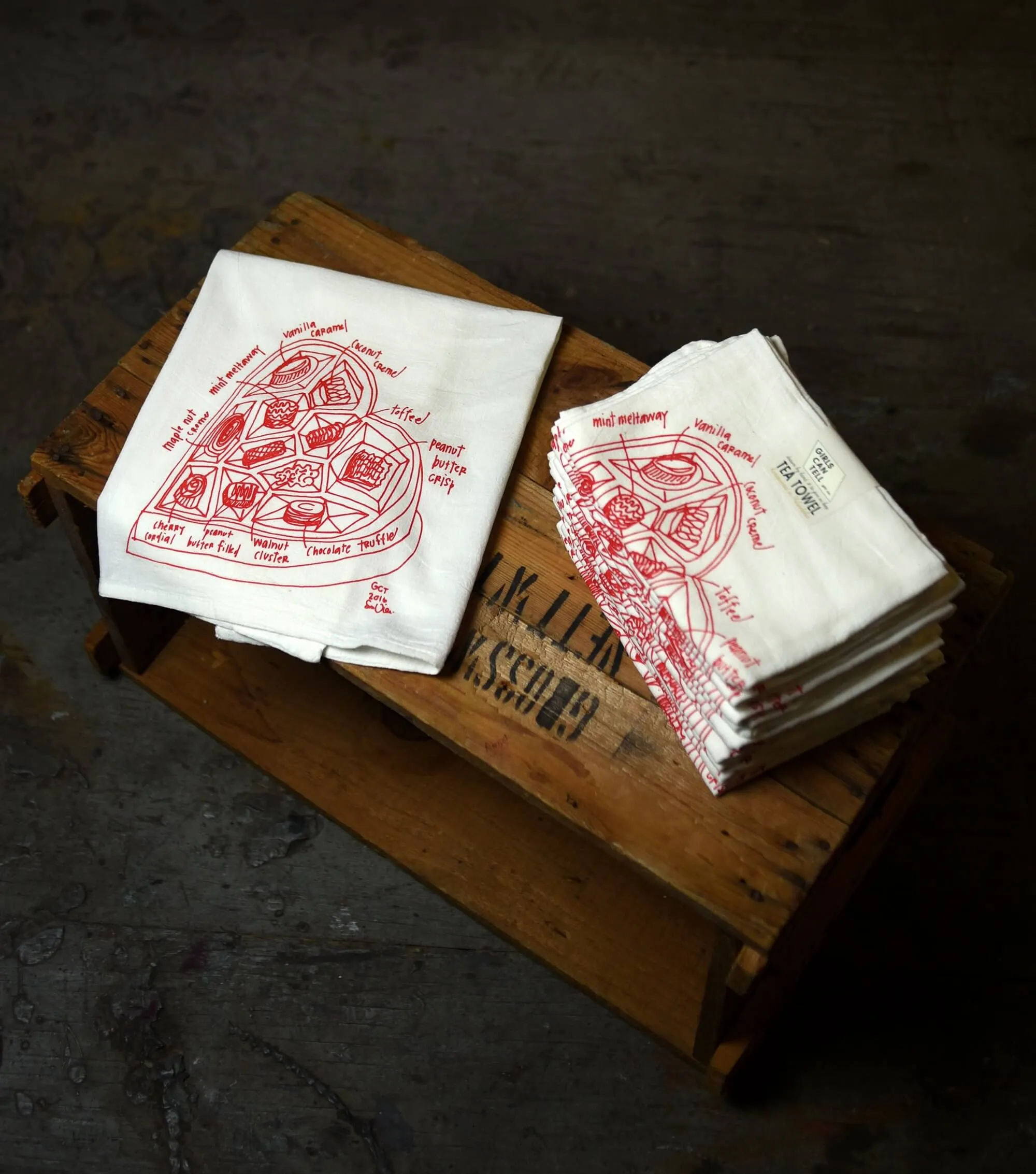 Chocolate Heart Tea Towel