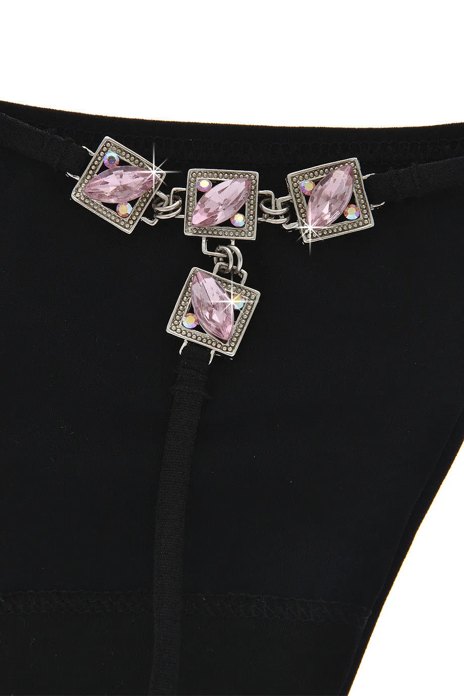 CHRISTIES PINK SQUARES Black Thong