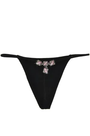 CHRISTIES PINK SQUARES Black Thong