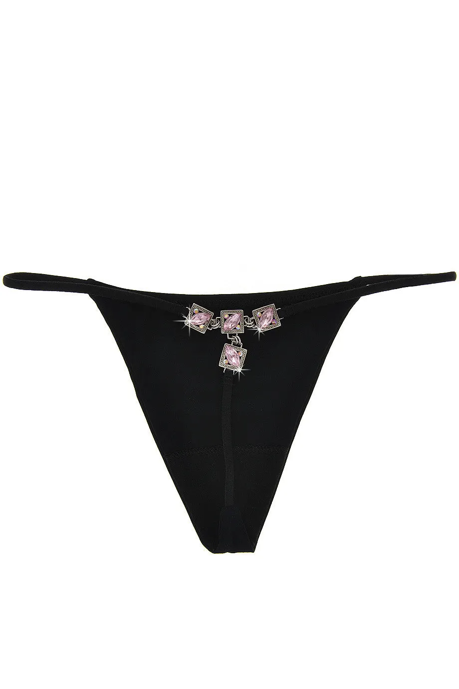 CHRISTIES PINK SQUARES Black Thong