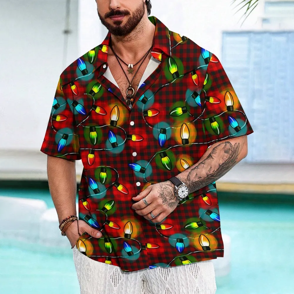 Christmas Decorated Chest Pocket Short Sleeve Casual Shirt 2311000132