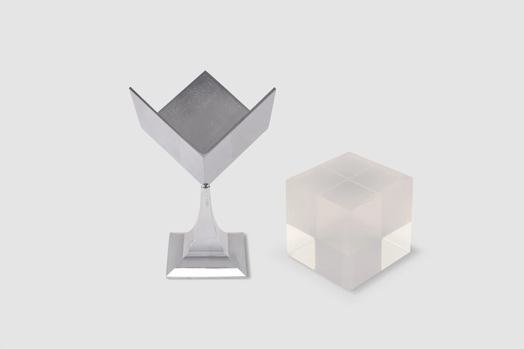 Chrome & Lucite Cube Photo Frame