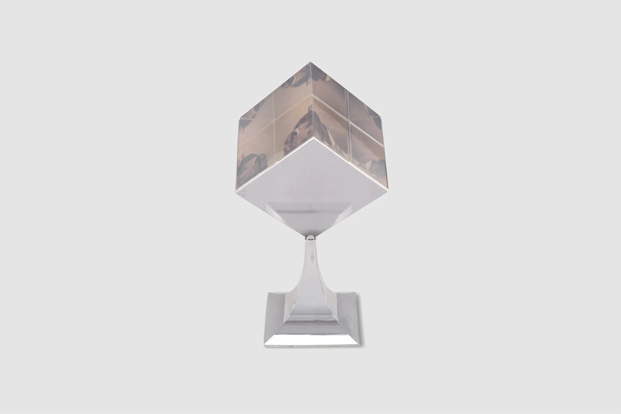 Chrome & Lucite Cube Photo Frame
