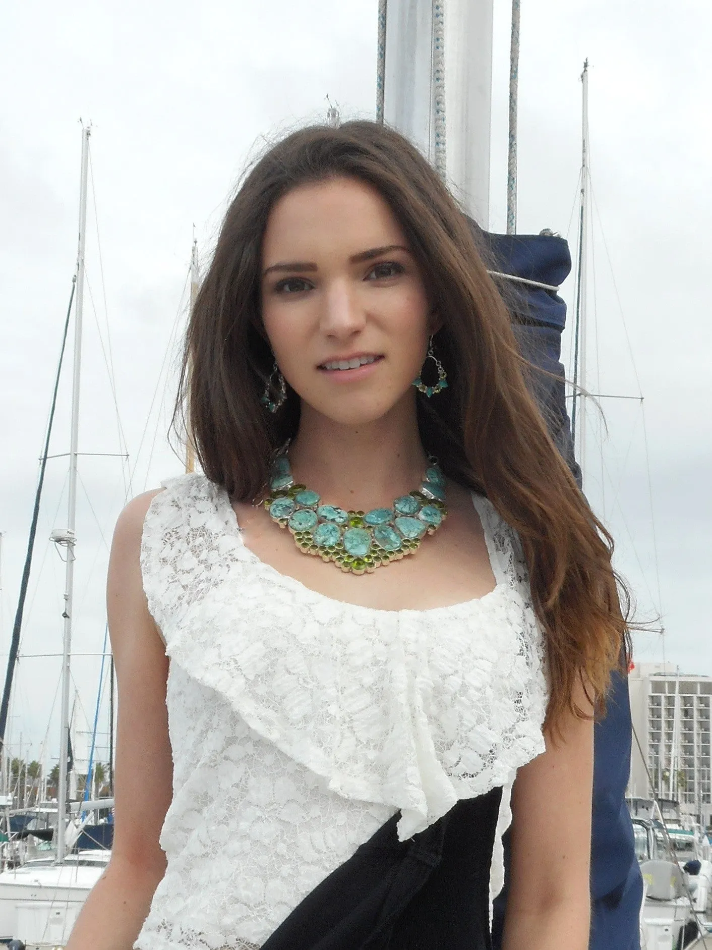 Chrysocolla Necklace 3 with Peridot