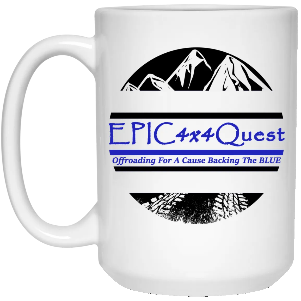 Circle EPIC Mountain Black and Blue 21504 15 oz. White Mug