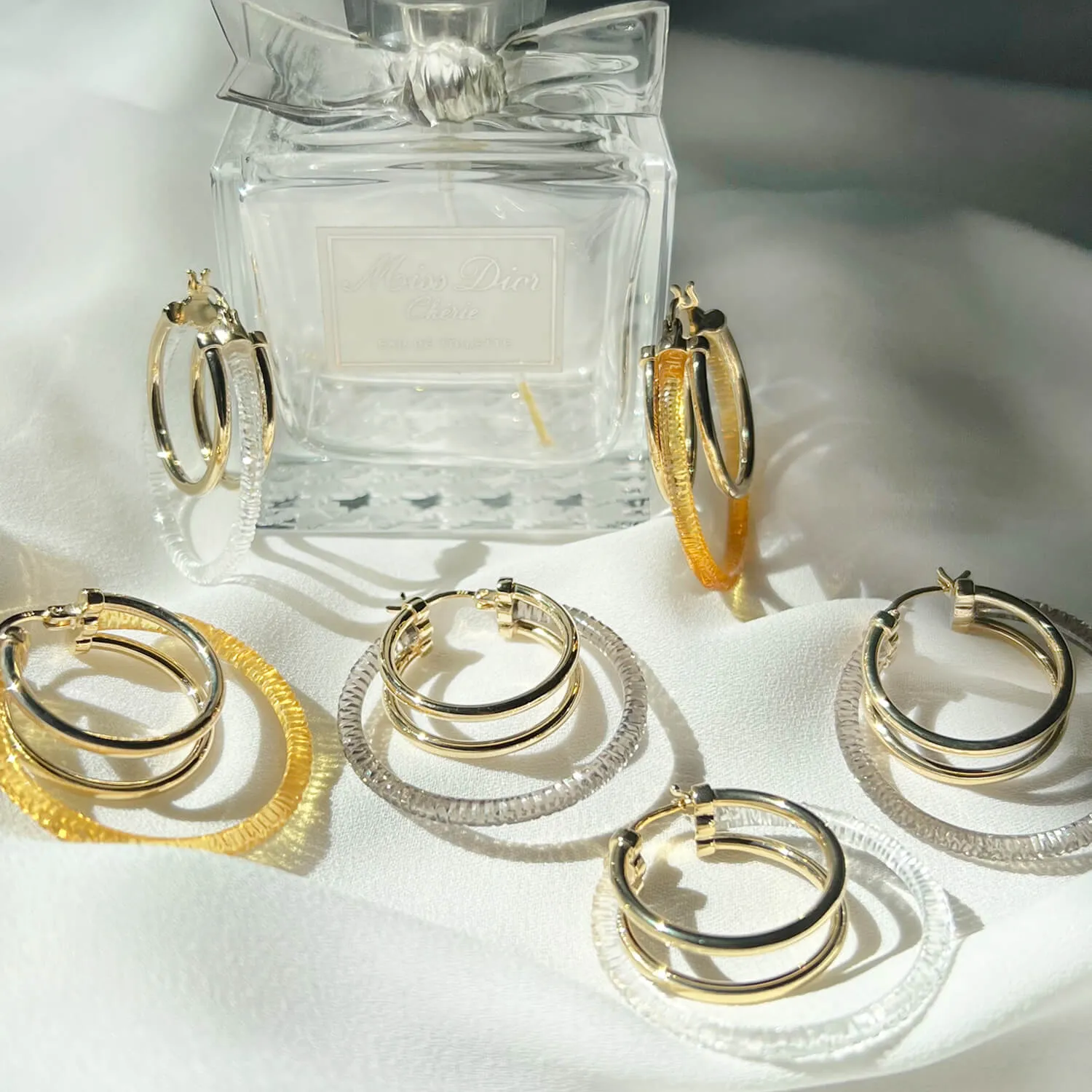 Citrine Lucite Drop Hoop Earrings