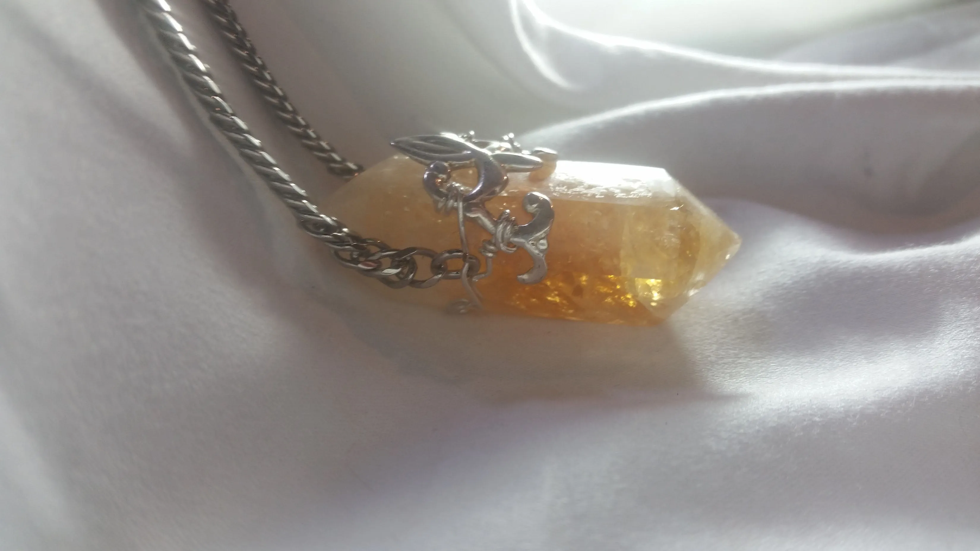 Citrine Point Crystal Amulet Necklace