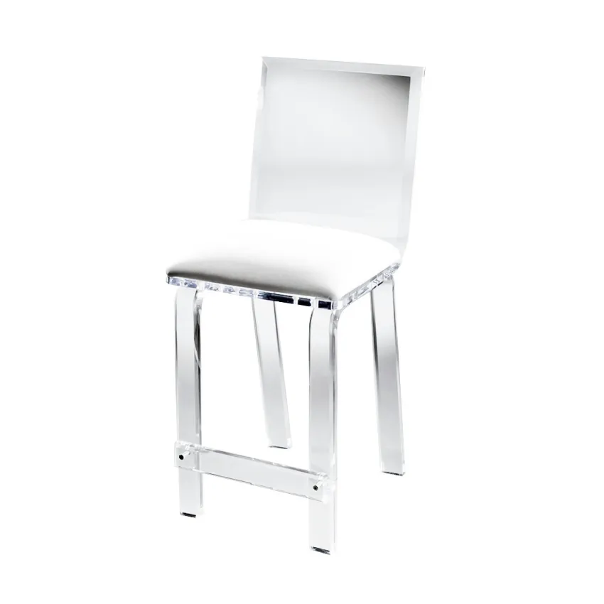 Classic Lucite Barstool - Leather Upholstery