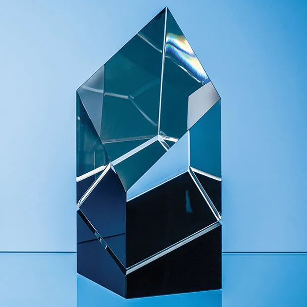 Clear & Black Crystal Facetted Prism Award