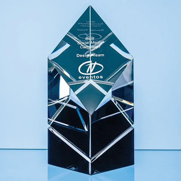Clear & Black Crystal Facetted Prism Award