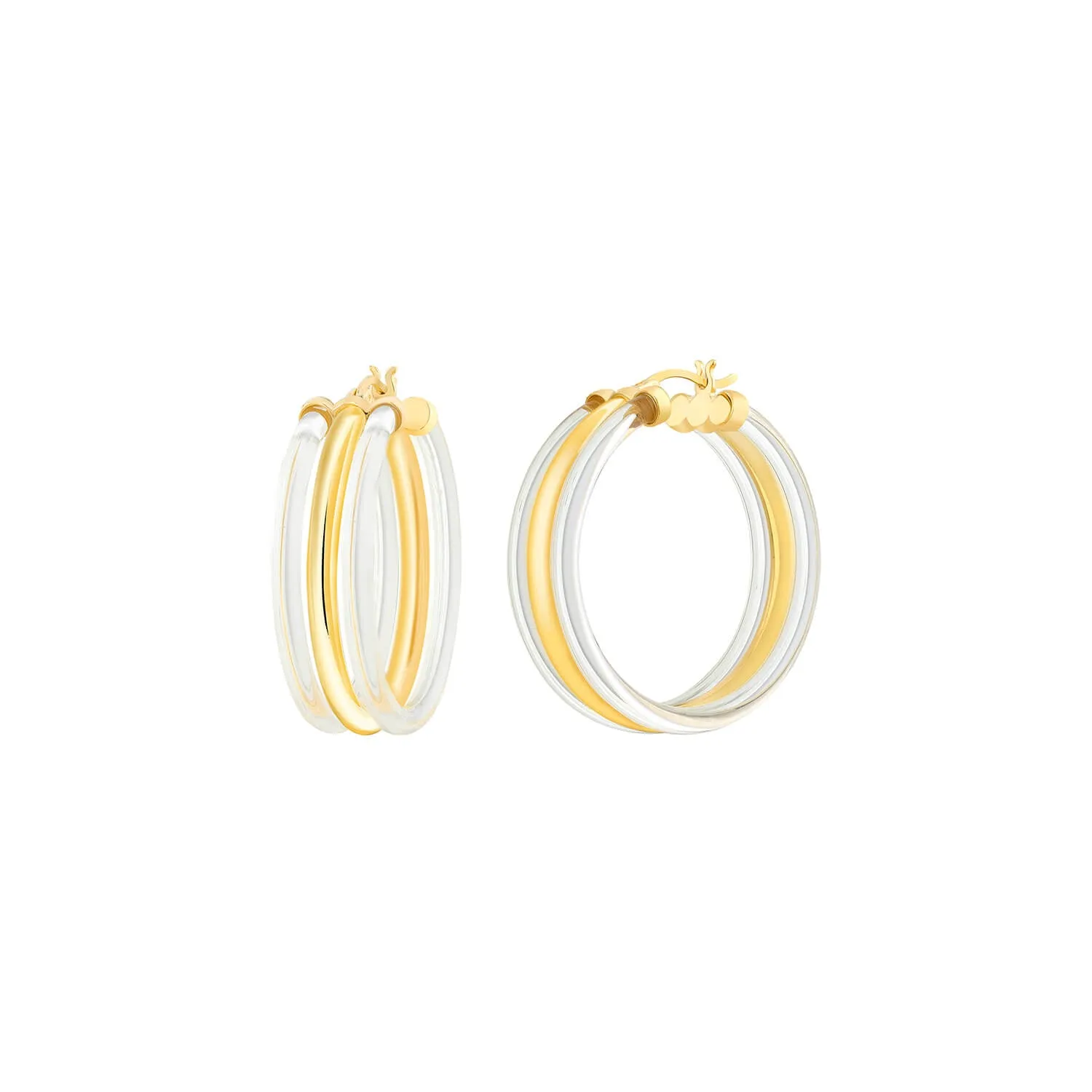 Clear Lucite Banded Hoop Earrings