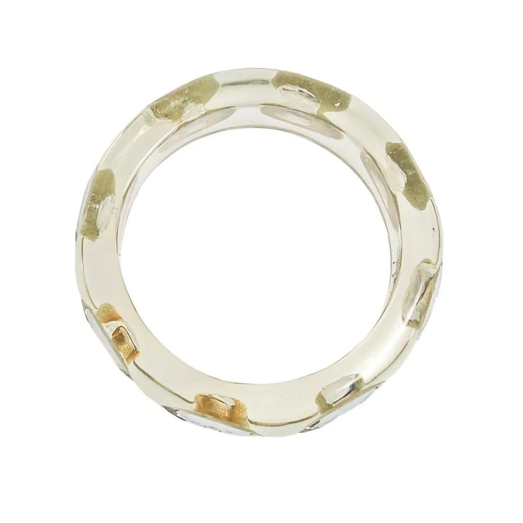 Clear Lucite Bangle Bracelet with Bezel Set Rhinestones