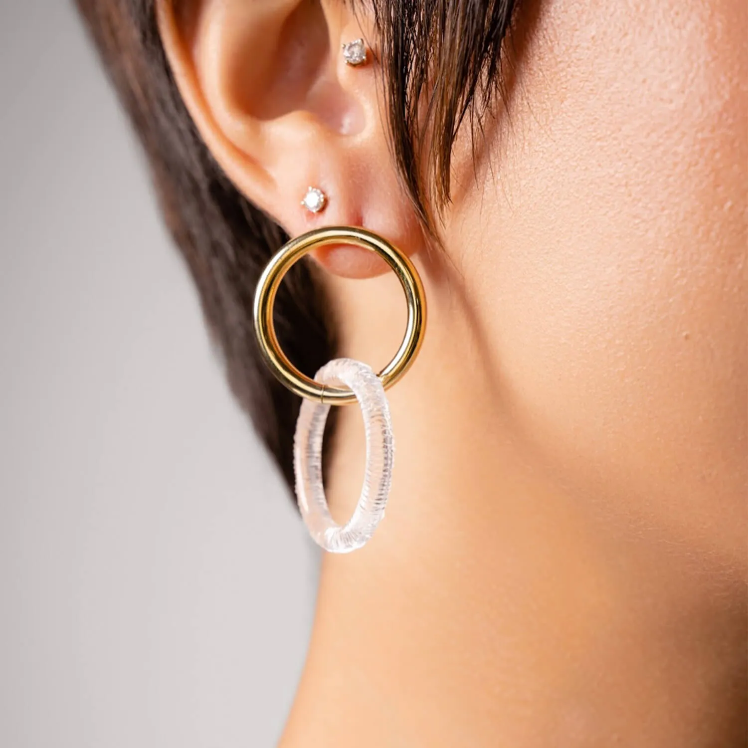 Clear Lucite Double Hoop Earrings