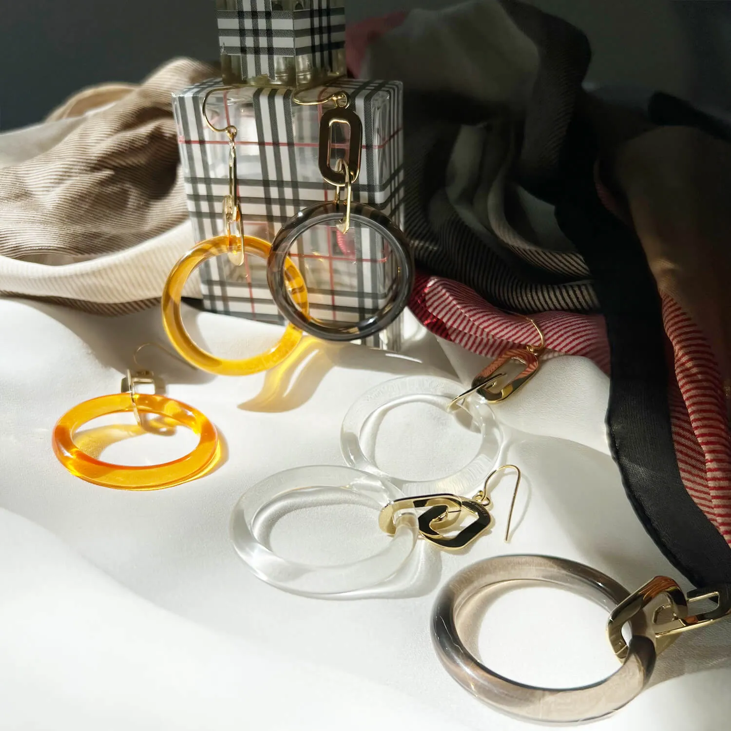 Clear Lucite Drop Hoop Earrings
