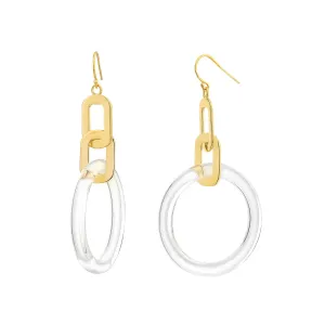 Clear Lucite Drop Hoop Earrings