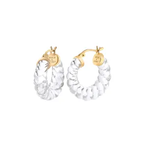 Clear Lucite Rope Textured Hoop Earrings