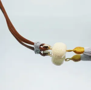 Cord Tassel Necklace with Ivory Nut Auspicious Cloud