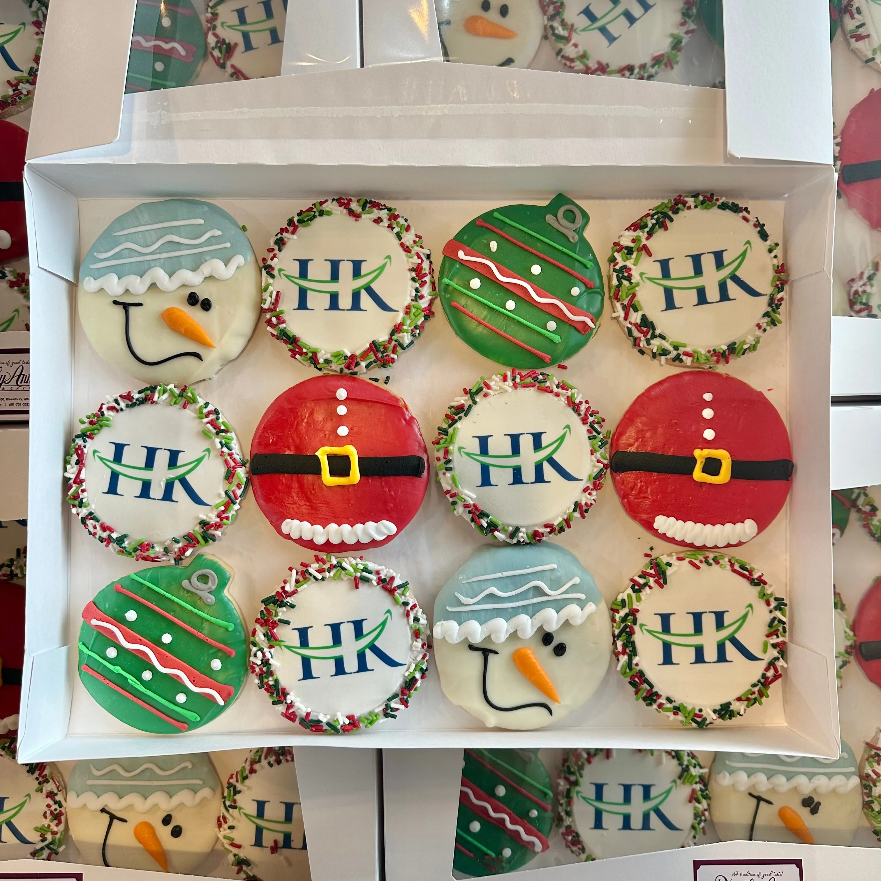 Corporate Logo with Decorated Holiday Cookies Gift Box Large