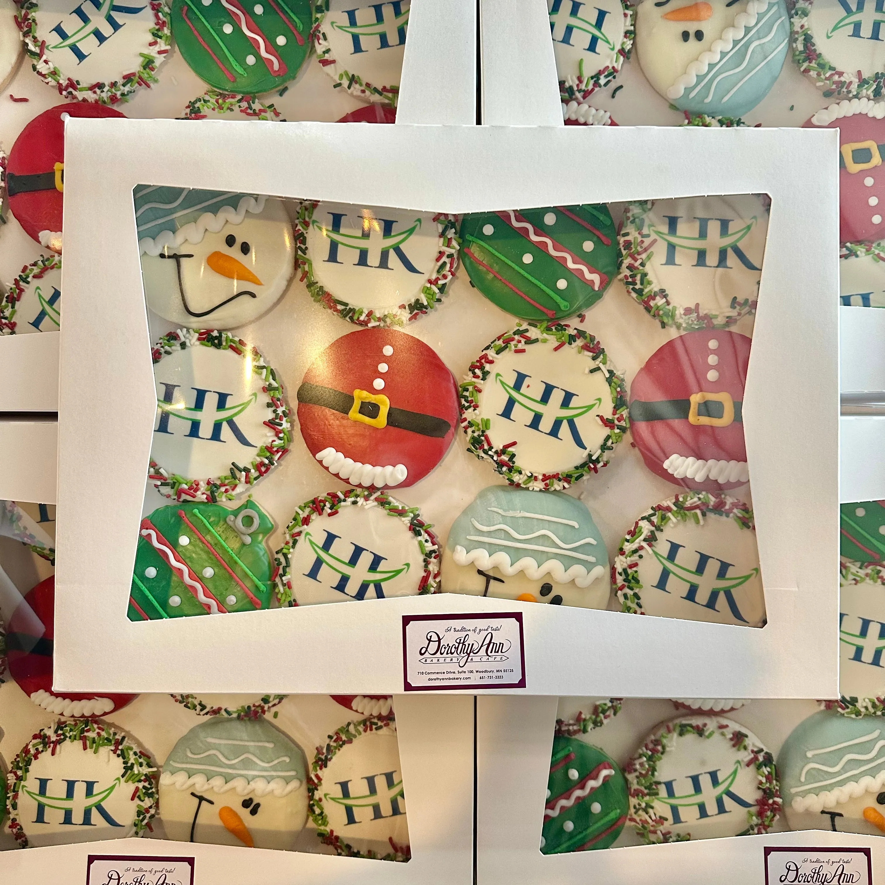 Corporate Logo with Decorated Holiday Cookies Gift Box Large
