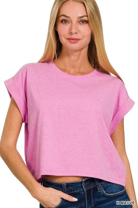 COTTON FOLDED SLEEVE TOP