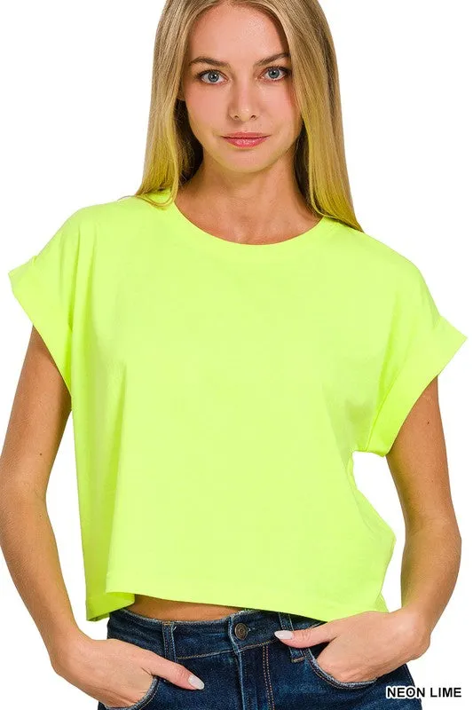 COTTON FOLDED SLEEVE TOP
