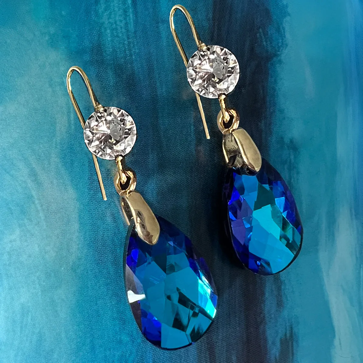 cristallo bermuda blue drop earrings