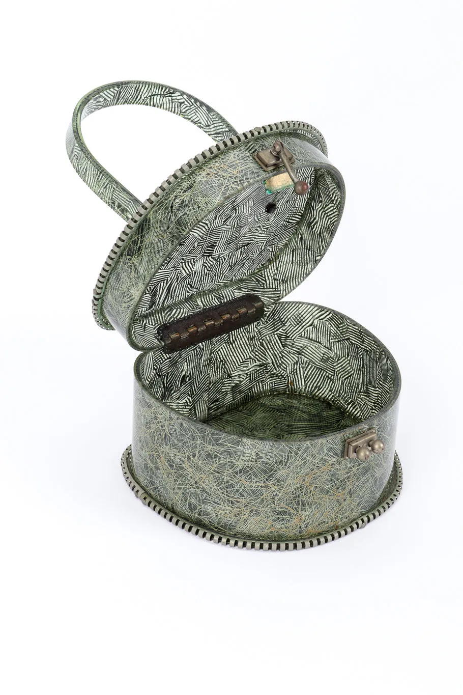 Crosshatch Tinsel Lucite Box Bag