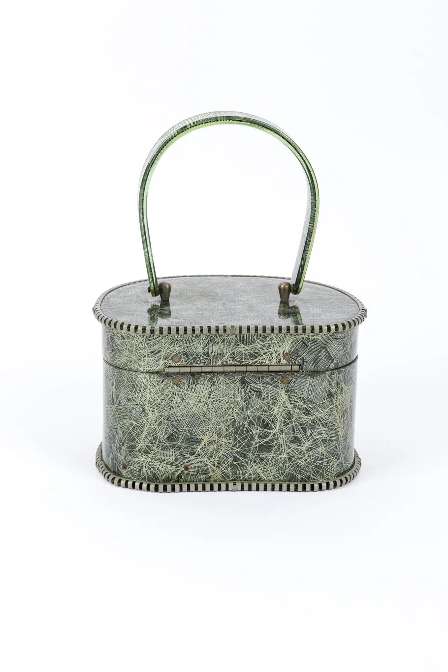 Crosshatch Tinsel Lucite Box Bag