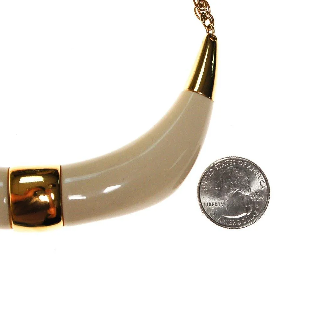 Crown Trifari Cream Lucite and Gold Tone Statement Necklace