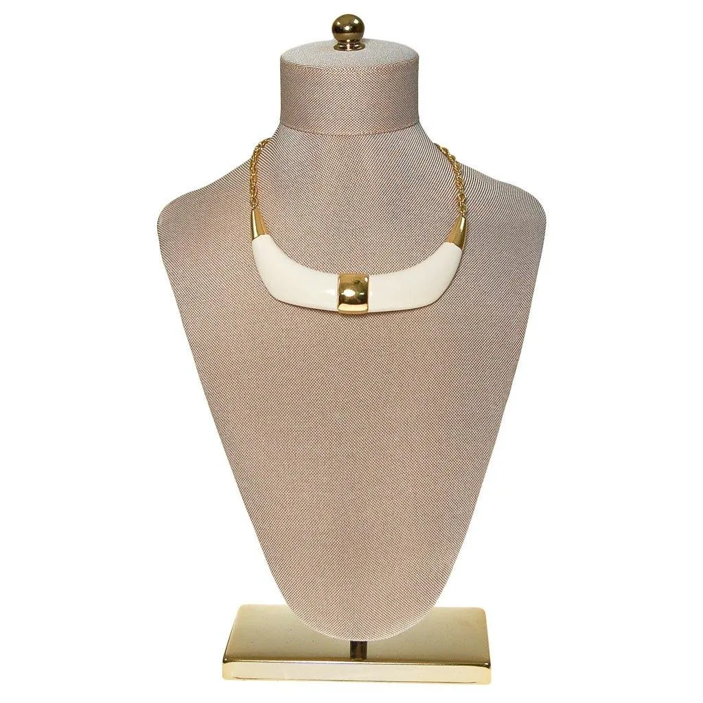 Crown Trifari Cream Lucite and Gold Tone Statement Necklace