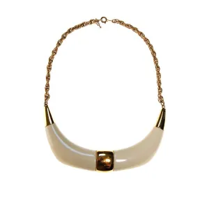 Crown Trifari Cream Lucite and Gold Tone Statement Necklace
