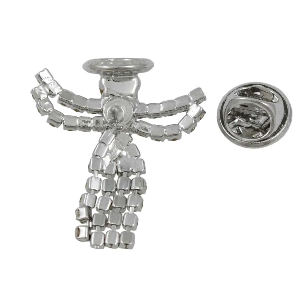 Crystal Angel with Clear Crystal Dress Lapel Tac Pin - SPF601