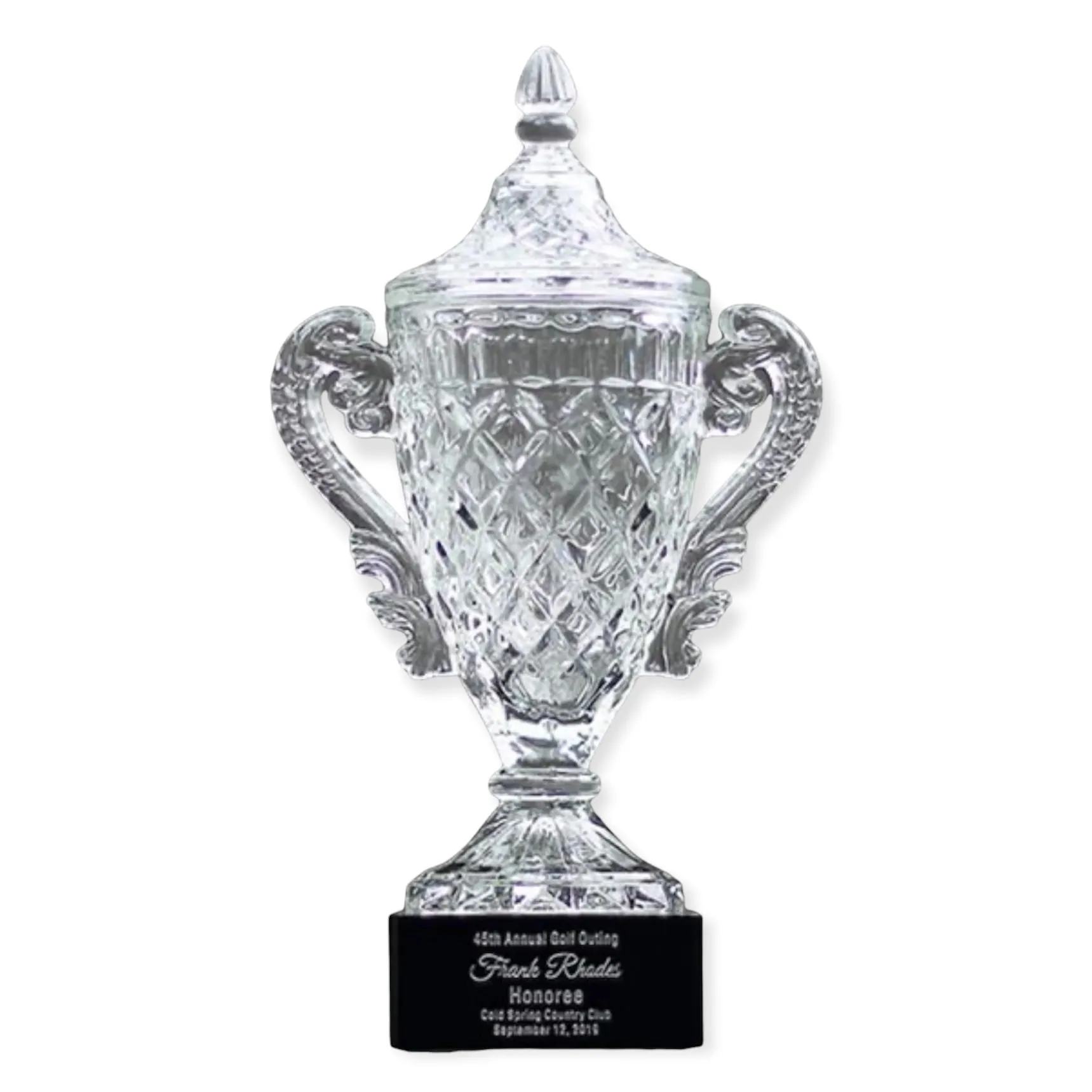 Crystal Cup Trophy On Black Square Base
