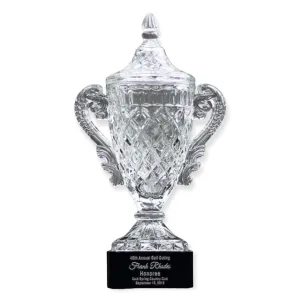 Crystal Cup Trophy On Black Square Base
