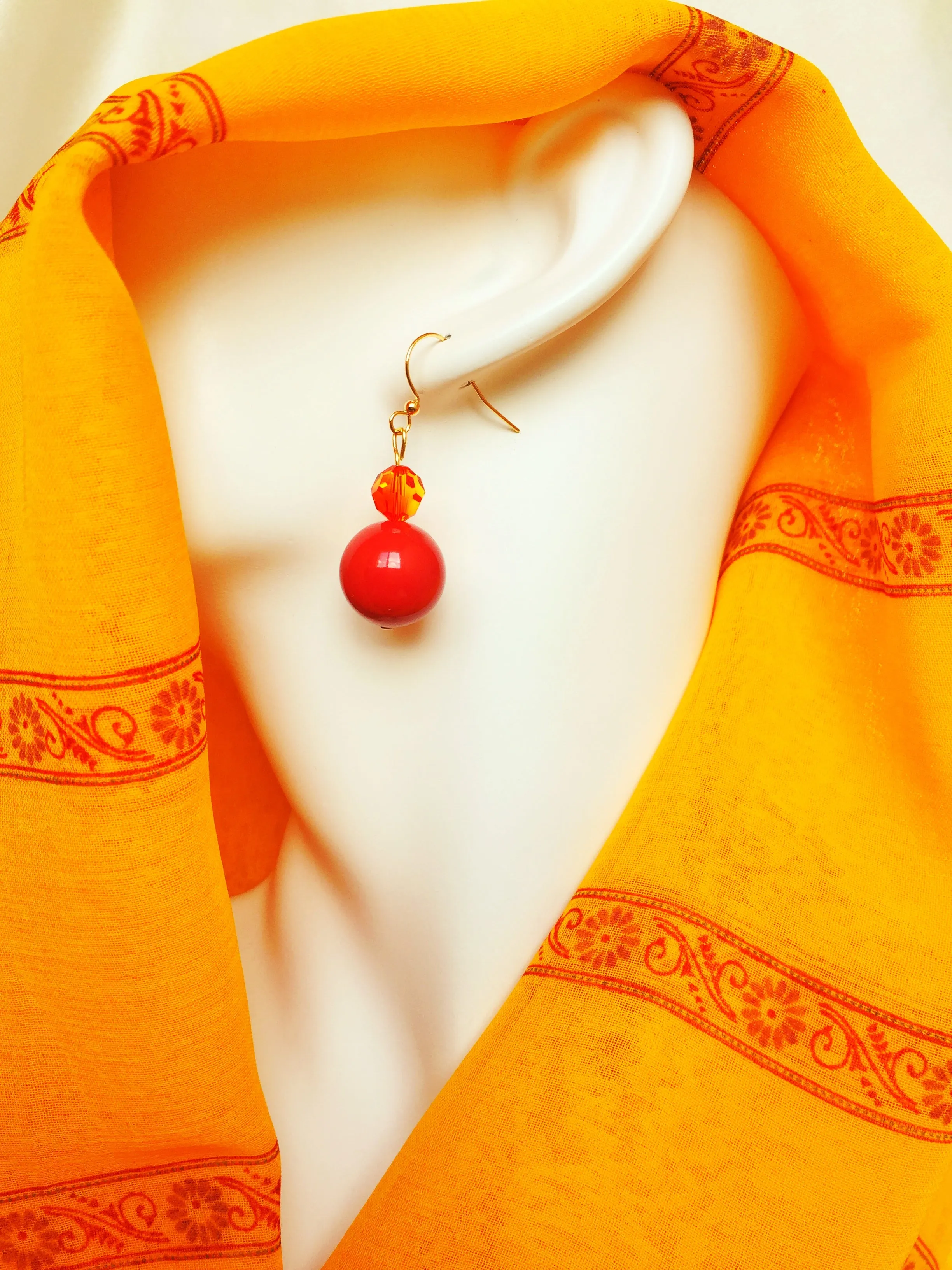 Crystal Earrings and Bracelet in Red and Yellow - Freya
