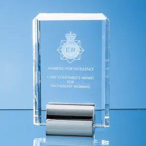 Crystal Rectangle Award on Chrome Stand