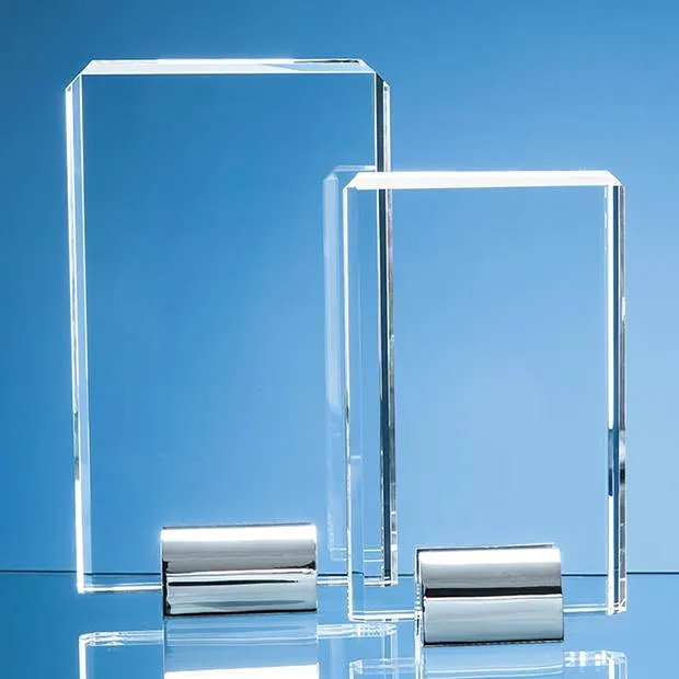 Crystal Rectangle Award on Chrome Stand