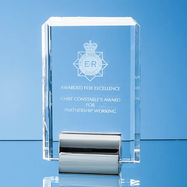 Crystal Rectangle Award on Chrome Stand