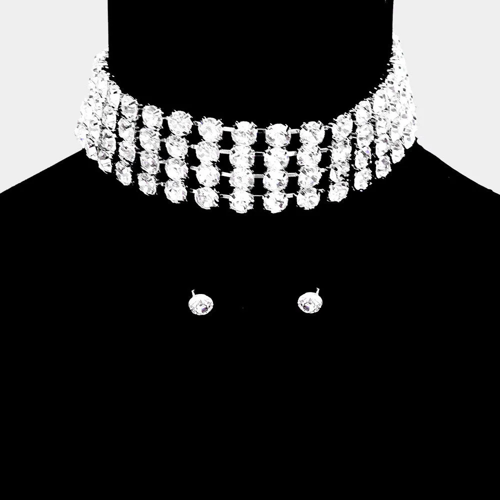 Crystal Rhinestone Choker Pageant Necklace | Prom Choker | 471809