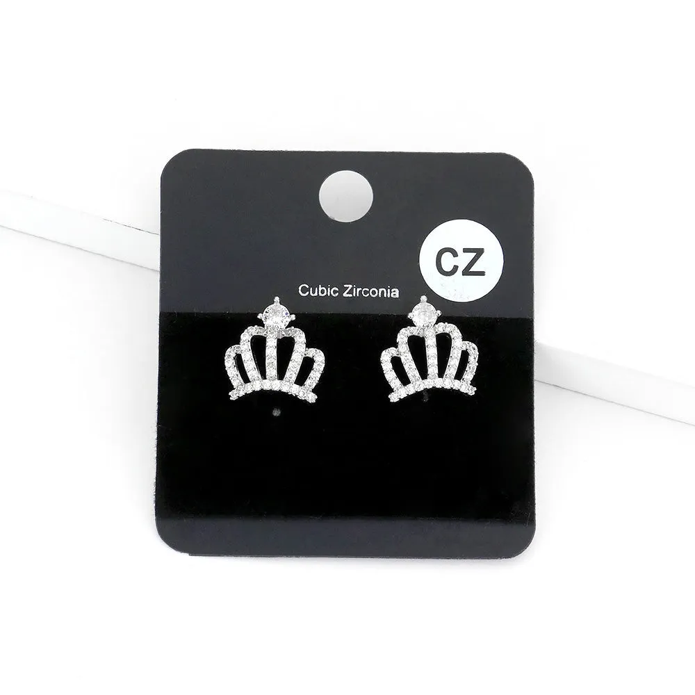 CZ Crown Stud Earrings | 567251