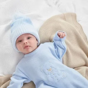 Dandelion Teddy Bear Knitted Onesie - Blue