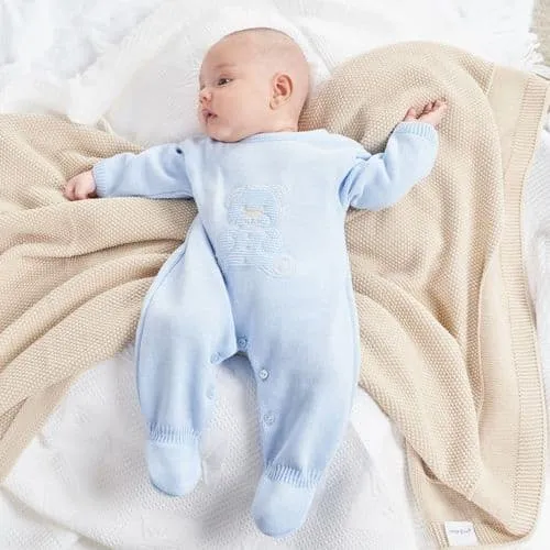 Dandelion Teddy Bear Knitted Onesie - Blue