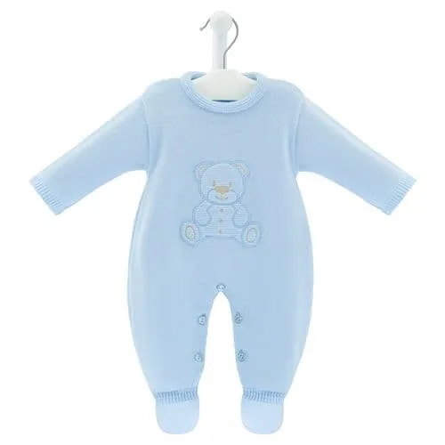 Dandelion Teddy Bear Knitted Onesie - Blue