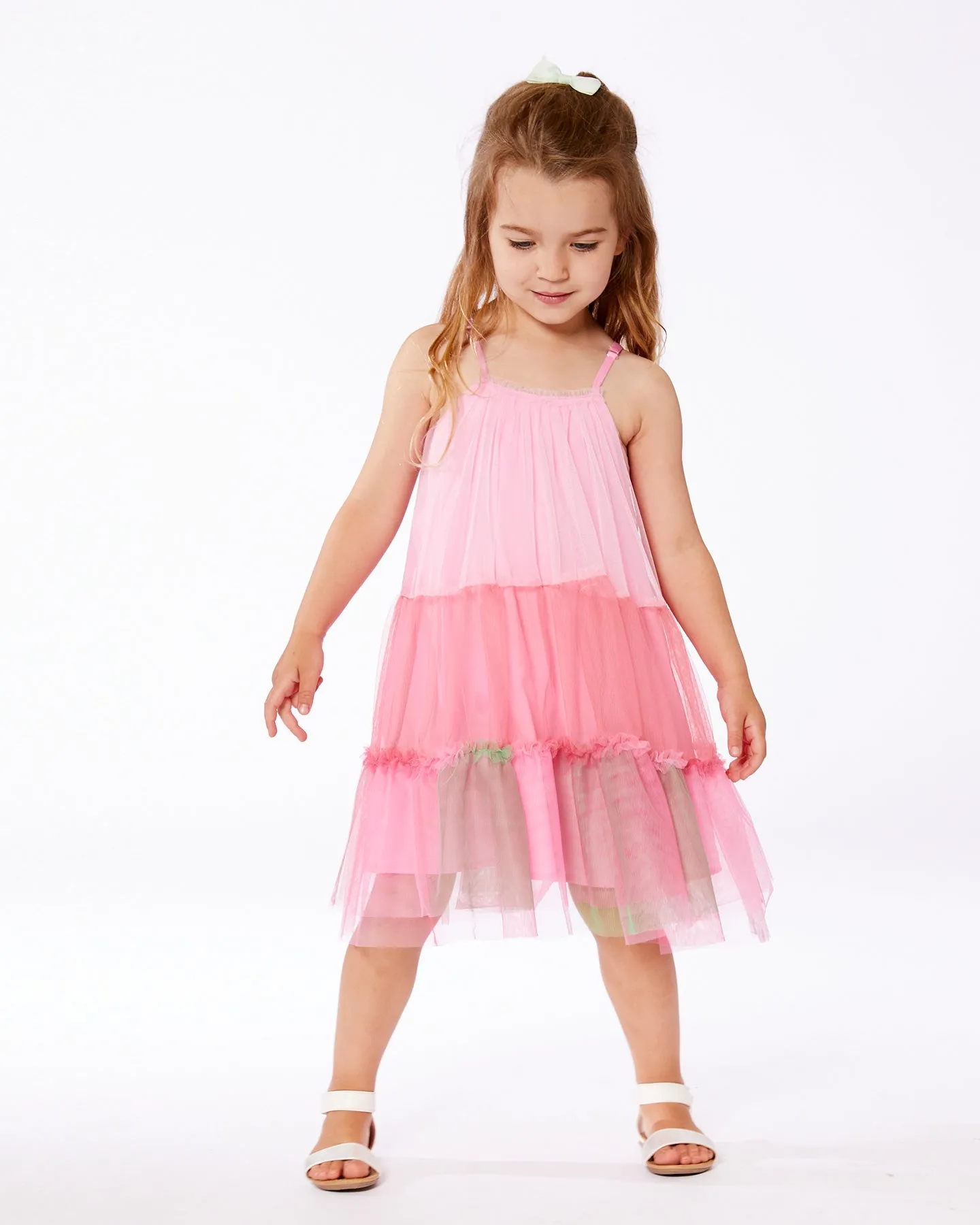 Deux Par Deux Gradient Pink to Green Tulle Dress