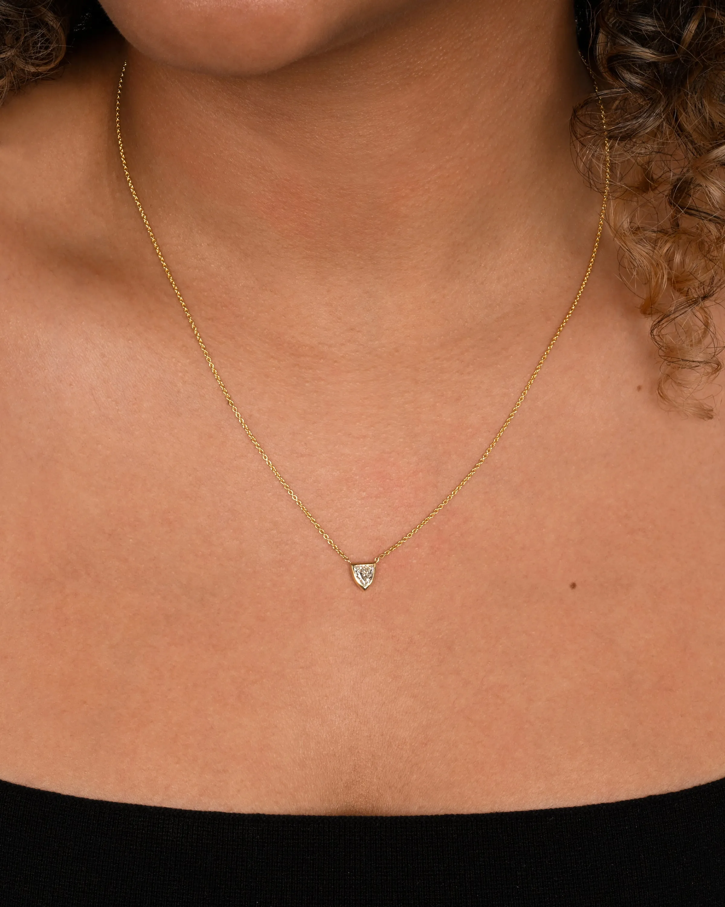 Diamond Shield  Pendant Necklace